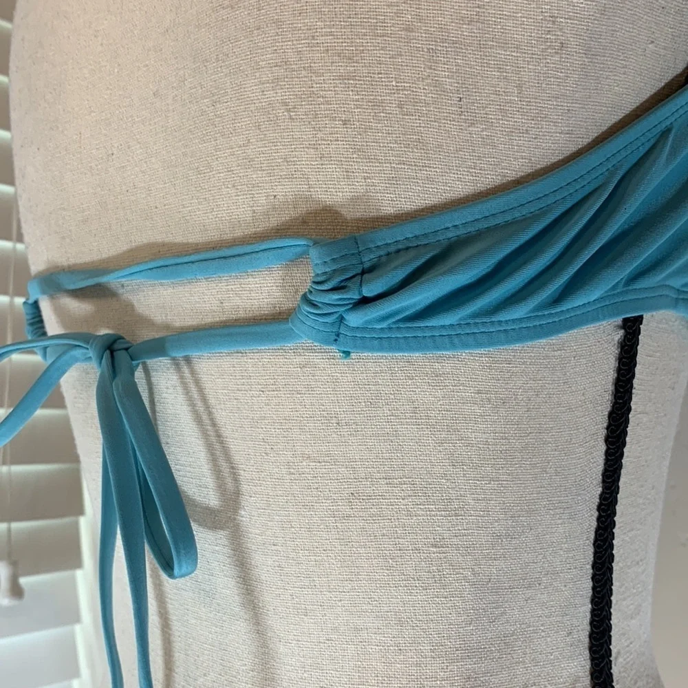Mae Swimwear Rouched Bandeau Bikini Top (for A-C cups) - Blue / Green - Medium